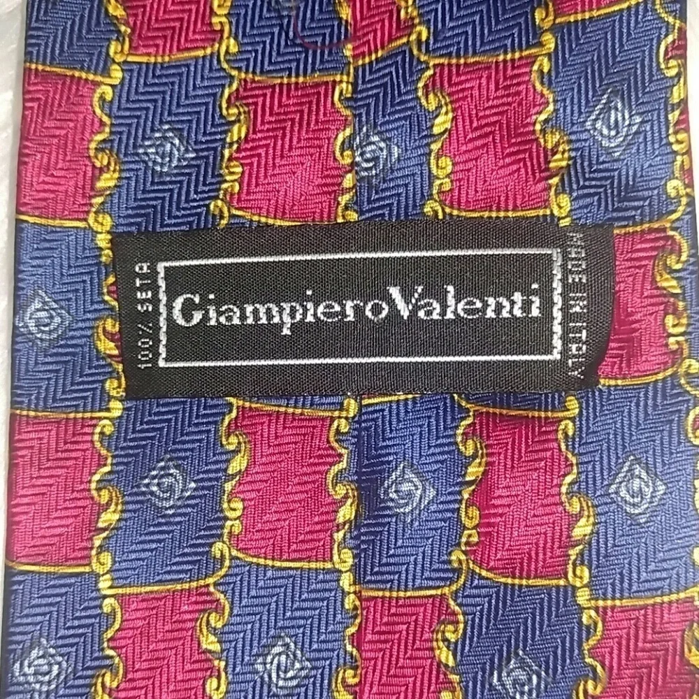 Giampiero Valenti Red Blue  Silk Tie Italy 58